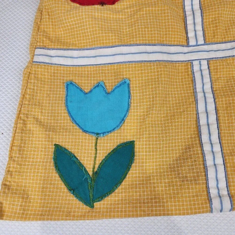 Vintage 60s Fabric Clothes Pin Bag Holder Hanger Orange Yellow Red